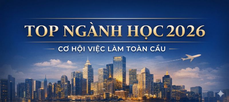 Top ng&agrave;nh học 2026 như AI, Hospitality, Business, ESG mở ra cơ hội việc l&agrave;m quốc tế. Định hướng ng&agrave;nh học ph&ugrave; hợp cho du học sinh Việt Nam.